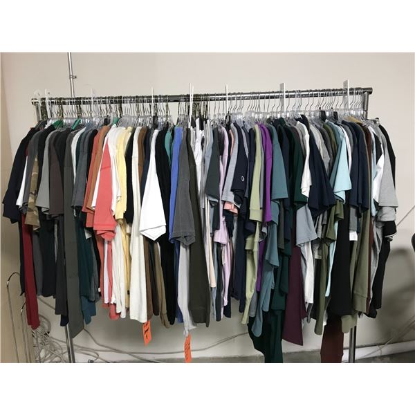 RACK OF ASSORTED SIZED CLOTHING (MANY NEW WITH TAGS) BRANDS INCLUDE; REIGNING CHAMPS, ALL SAINTS,...