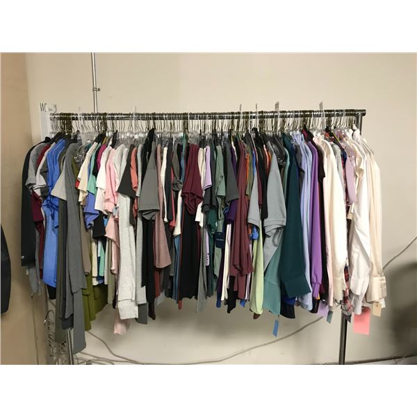 RACK OF ASSORTED SIZED CLOTHING (MANY NEW WITH TAGS) BRANDS INCLUDE; WILFRED, BABATON, ZARA AND M...
