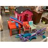 Image 1 : CHILDREN'S PLAY HOUSE, TABLE, CHAIRS, SWING SET AND MORE