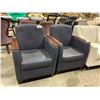 Image 1 : PAIR OF BLUE LEATHER ARMCHAIRS