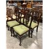 Image 2 : SET OF 4 SOLID MAHOGANY CLAW FOOT CHIPPENDALES STYLE DINING CHAIRS