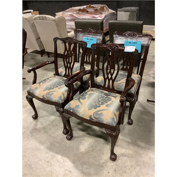 SET OF 4 SOLID MAHOGANY CLAW FOOT CHIPPENDALES STYLE DINING CHAIRS