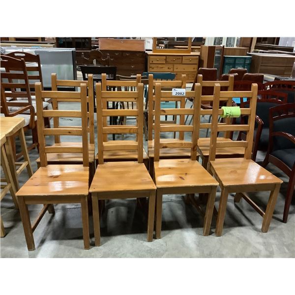 SET OF 8 SOLID PINE LADDERBACK CHAIRS