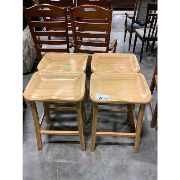 SET OF 4 BAMBOO BAR STOOLS