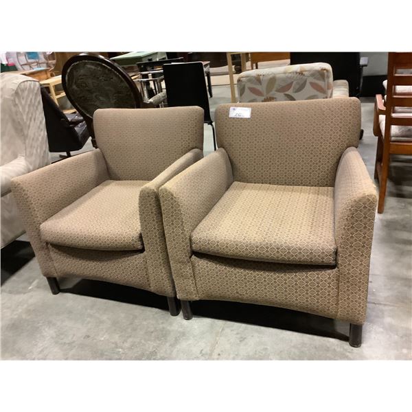 PAIR OF UPHOLSTERED ARM CHAIRS