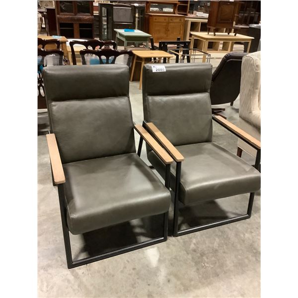 PAIR OF LEATHER ARMCHAIRS