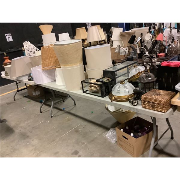 LARGE OF LAMPS AND MISC ITEMS, TABLE NOT INCLUDED