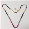Image 1 : 10K White Gold Ruby Emerald And Sapphire 16"(36ct) Necklace (~length 16"inches) (~weight 7.45g), App