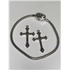 Image 1 : Peanuts .925 Silver Pandora Style Bracelet with 2 Crucifix Pendants