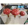 Image 2 : Set of 3, Handmade Wooden Toadstool Mushroom Garden Spikes