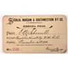 Image 1 : Sedalia, Warsaw & Southwestern Railway Co. Pass 1896 [151454]