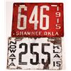 Image 1 : Two Historic 1915 Oklahoma License Plates [151785]