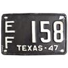 Image 1 : Texas 1947 License Plate