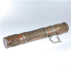 Tibetan Brass Prayer Scroll Tube (ANT-077)