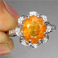 3.24ct Oval Cut Gold Yellow Sapphire White Gold Vermeil Ring Size 6 RETAIL $1250 (GEM-4330)