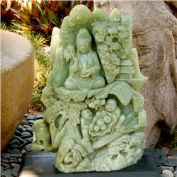 Kwan Yin  Jade Statue Scene 140 Pounds  (ART-010)