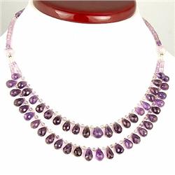 167ct. Top Quality Natural Amethyst Brioletes Necklace 18" RETAIL $5500  (JEW-1152)
