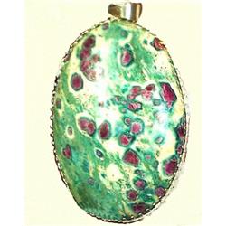 698ct RARE Natural Ruby Zoisite & Pure Silver Pendant RETAIL $3550  (JEW-1176)
