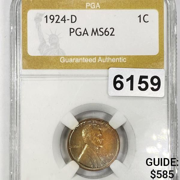 1924-D Wheat Cent PGA - MS62