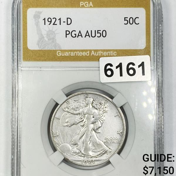1921-D Walking Liberty Half Dollar PGA - AU50