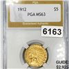 Image 1 : 1912 $5 Gold Half Eagle PGA - MS63