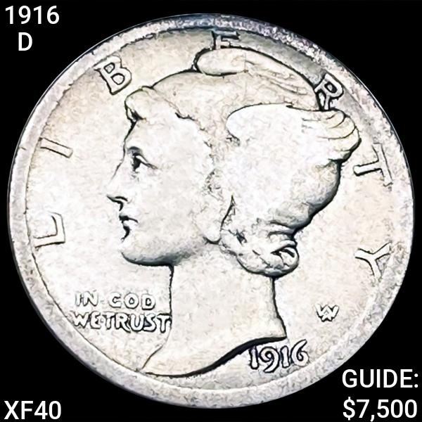 1916-D Mercury Silver Dime LIGHTLY CIRC