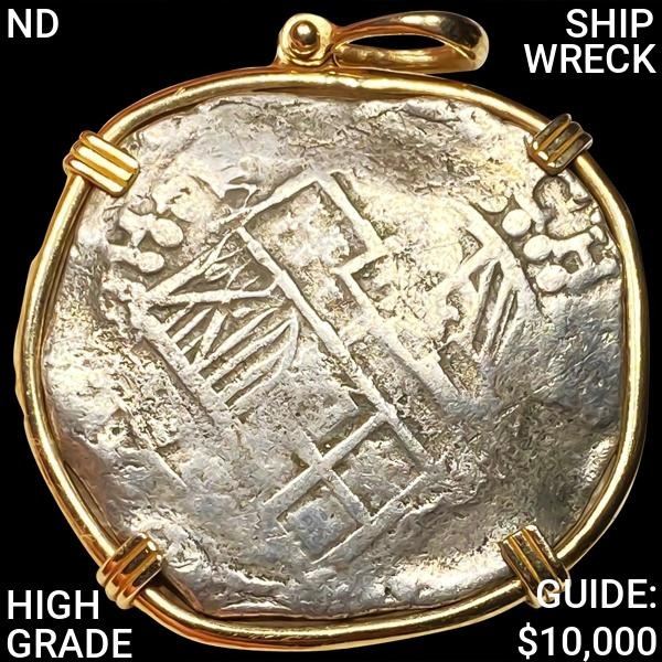 Itacha Shipwreck Coin in Gold Bezel