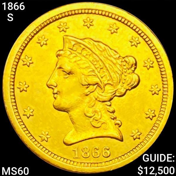1866-S $2.50 Gold Quarter Eagle UNCIRCULATED