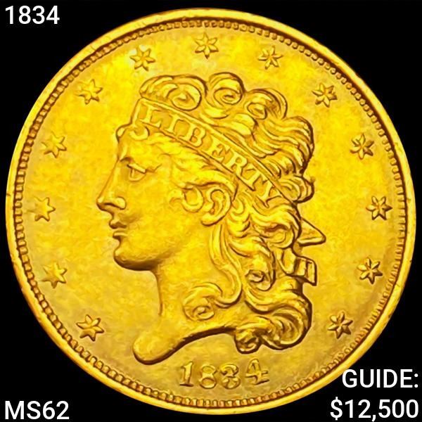 1834 $5 Gold Half Eagle UNCIRCULATED