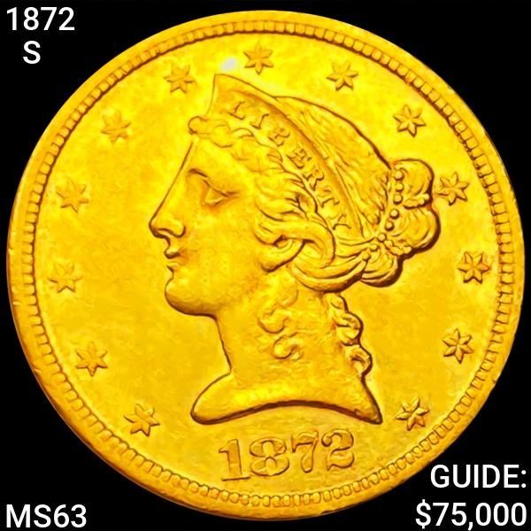1872-S $5 Gold Half Eagle CHOICE BU