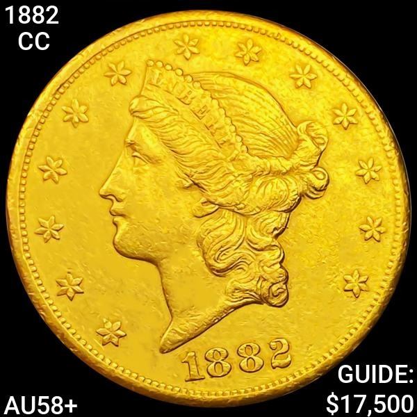 1882-CC $20 Gold Double Eagle CHOICE AU+