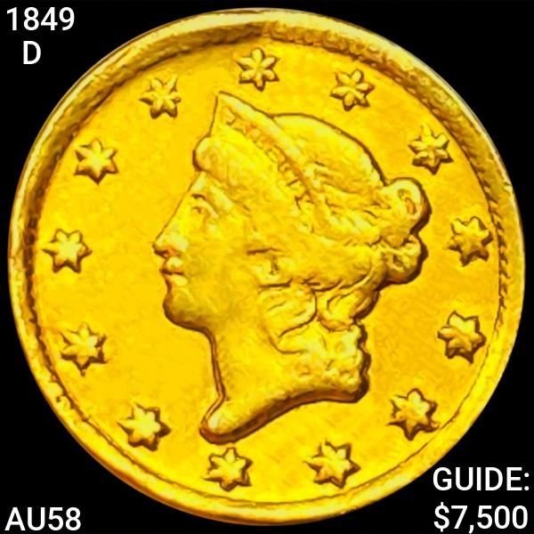1849-D Rare Gold Dollar CHOICE AU