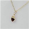 Image 2 : 14KT. YELLOW GOLD 5MM X 5MM NATURAL GARNET HEART PENDANT WITH STERLING CHAIN, 0.56CTS, W/A $730.00