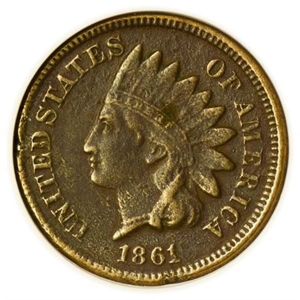 1861 Indian Head Cent ANACS VF-30 Details Corroded
