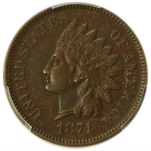 1874 Indian Head Cent PCGS EF-40