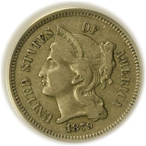 1879 CuNi Three Cents ANACS VF-30