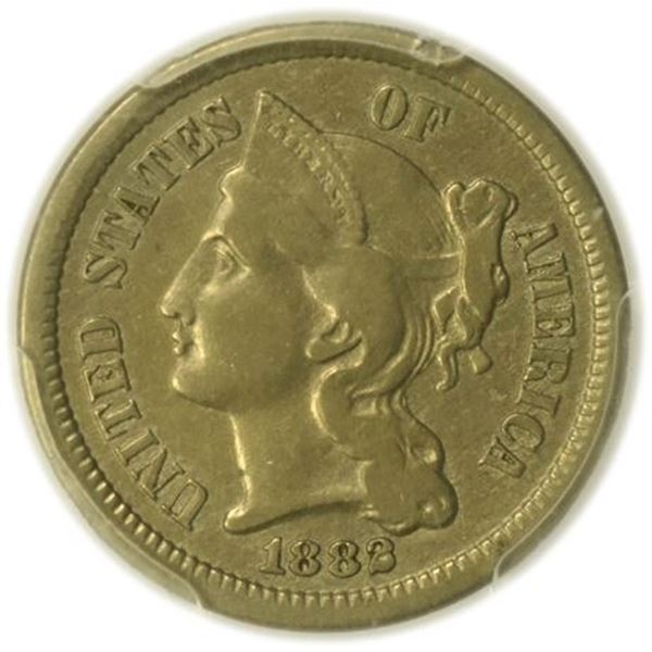 1882 CuNi Three Cents PCGS VF-35