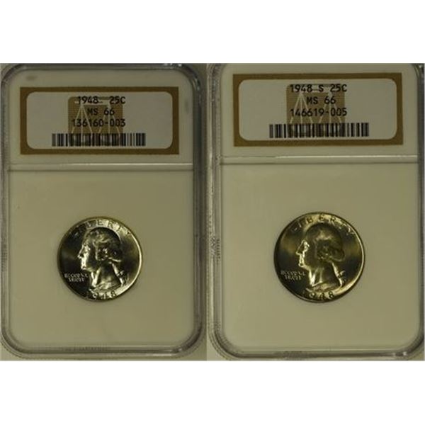 1948 & 1948-S Washington Quarters NGC MS-66