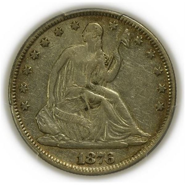 1876 Seated Liberty Half Dollar PCGS Scratch XF