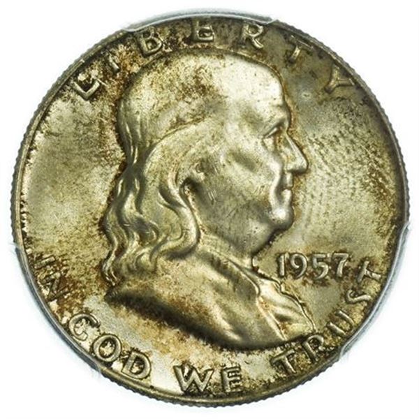 1957-D Franklin Half Dollar PCGS MS-64 FBL
