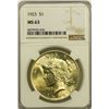 Image 2 : 1923 Peace Dollar NGC MS-63