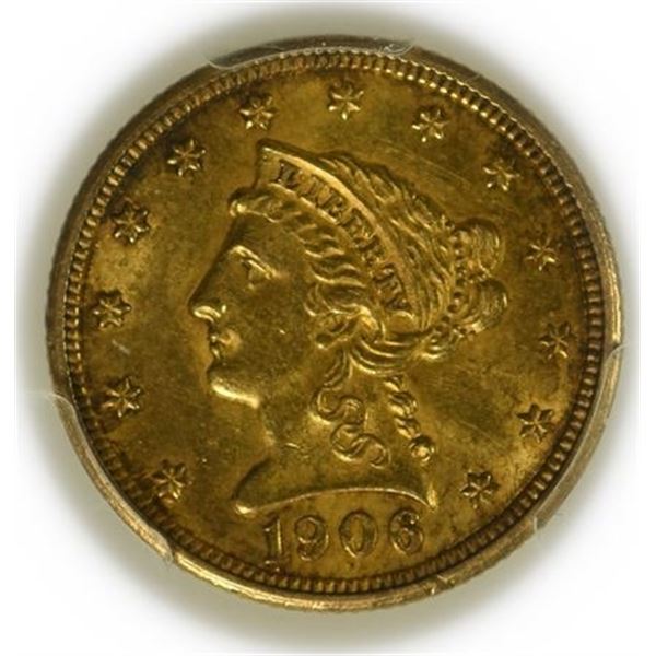 1906 $2.50 Liberty Gold Quarter Eagle PCGS AU-58