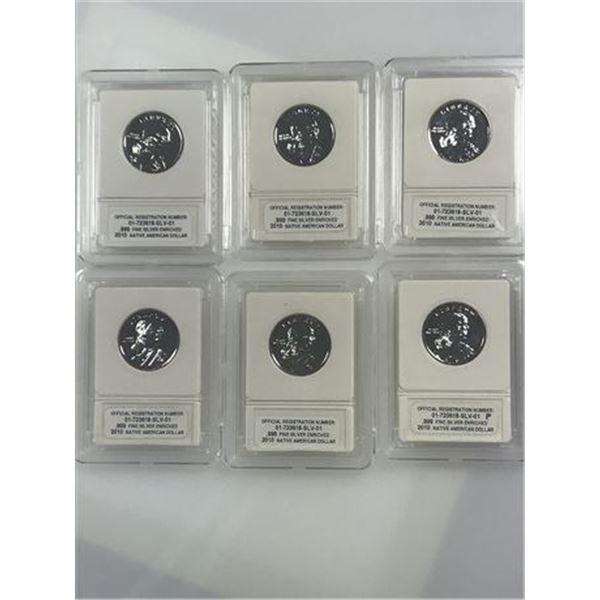 Lot of 6 Silver Enriched 2010 Native American Doll