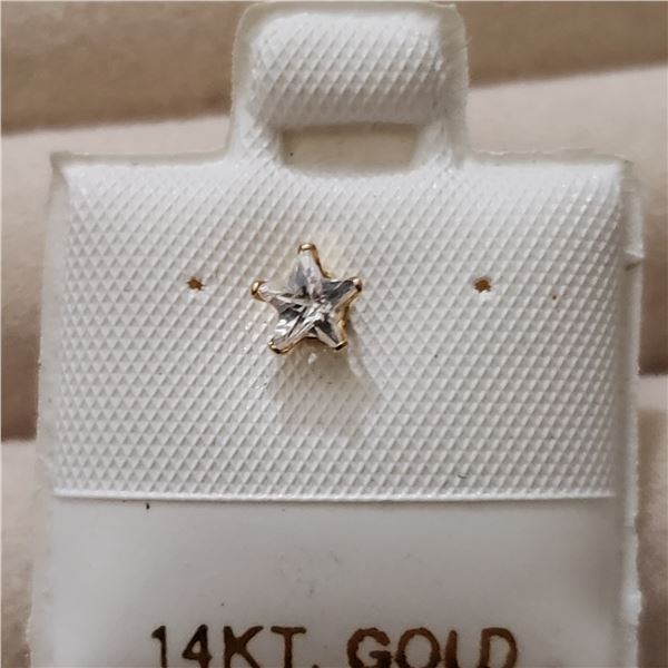 14K YELLOW GOLD CUBIC ZIRCONIA NOSE PIN