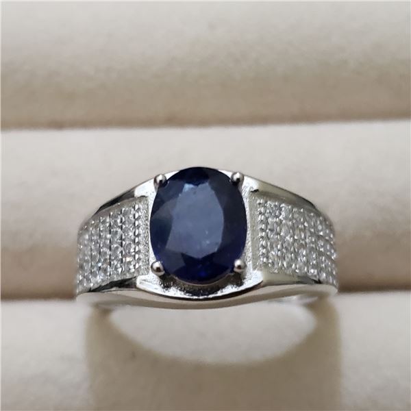 SILVER SAPPHIRE(3CT) RING (~WEIGHT 5.73G)
