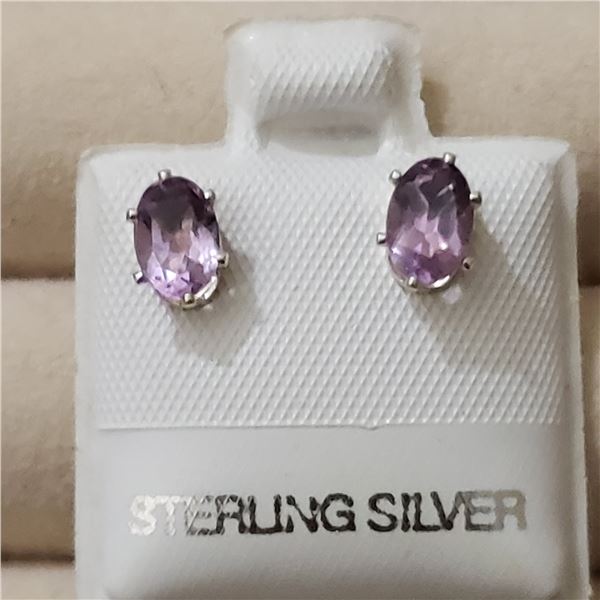 SILVER AMETHYST(0.8CT)  EARRINGS, MADE IN CANADA