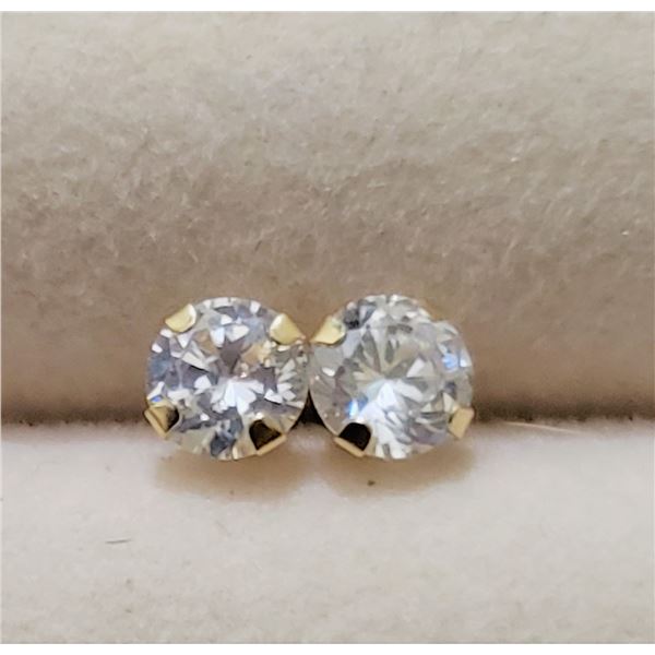 14K YELLOW GOLD CUBIC ZIRCONIA EARRINGS