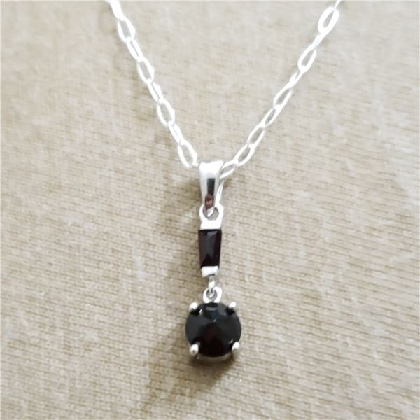 SILVER BLACK ONYX 16" NECKLACE