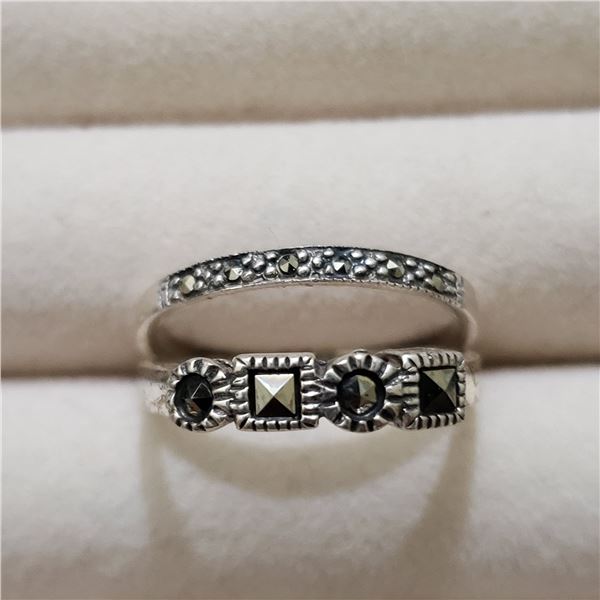 SILVER MARCASITE 2 RING SET (~SIZE 6.5)
