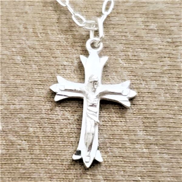 SILVER CROSS 16" NECKLACE
